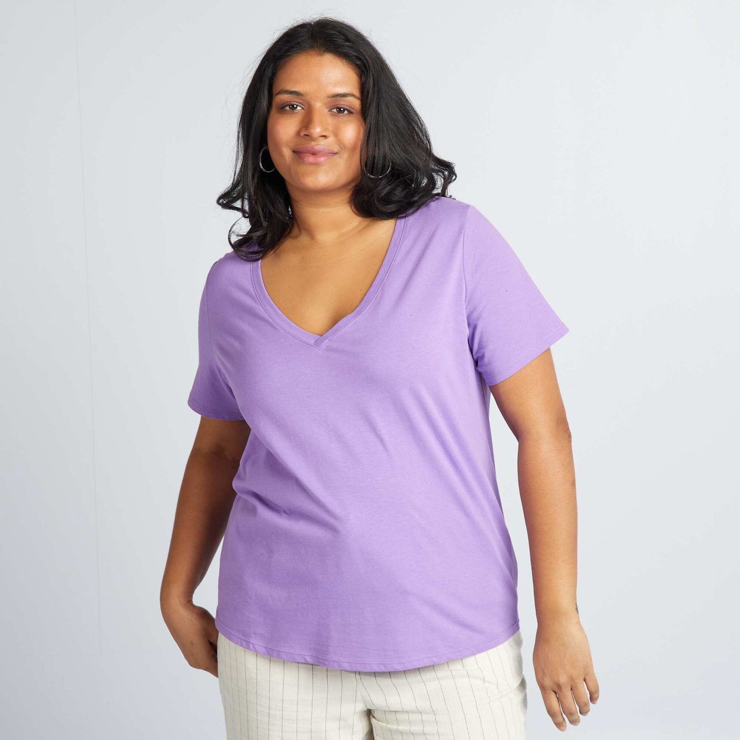 V-neck jersey T-shirt PURPLE