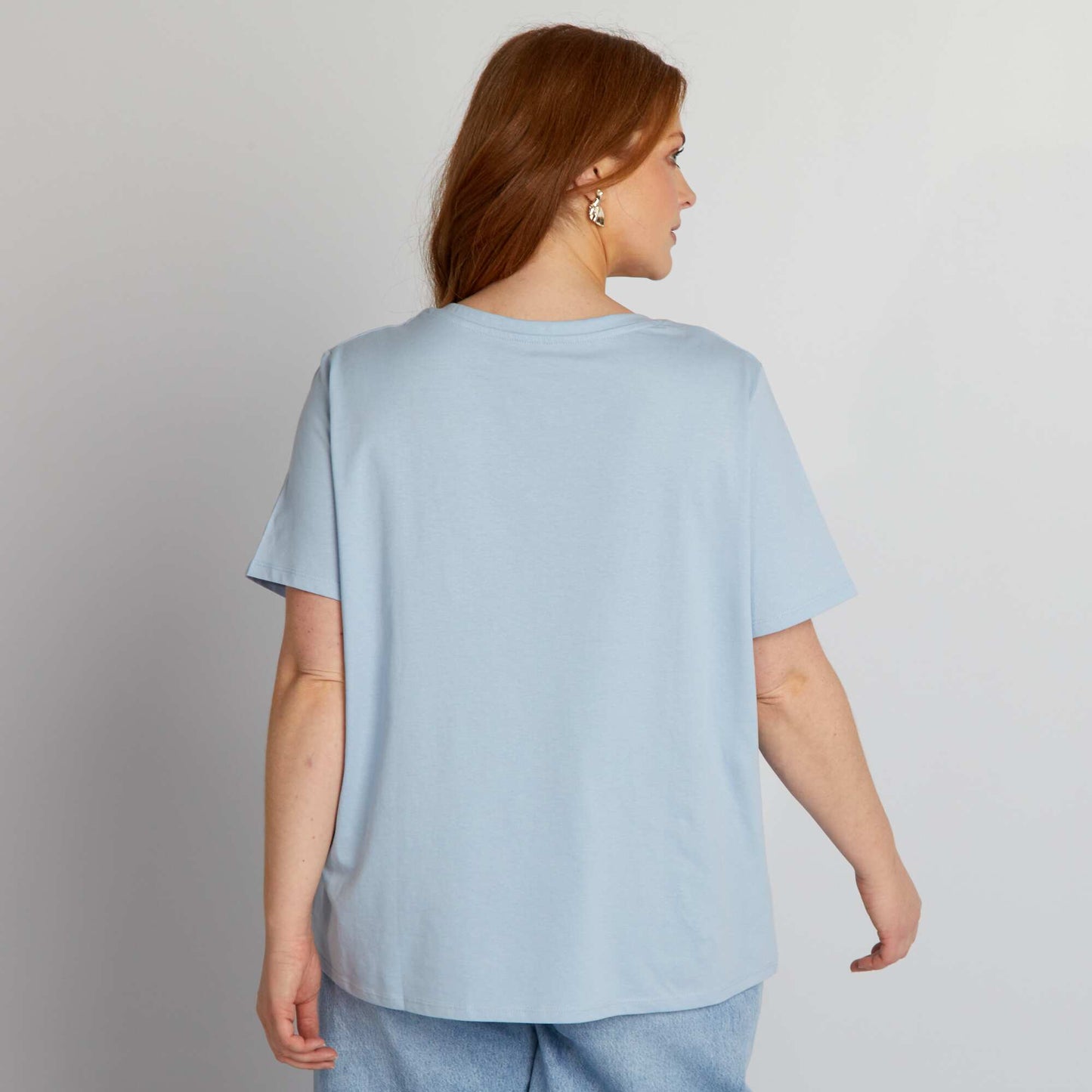 V-neck jersey T-shirt BLUE