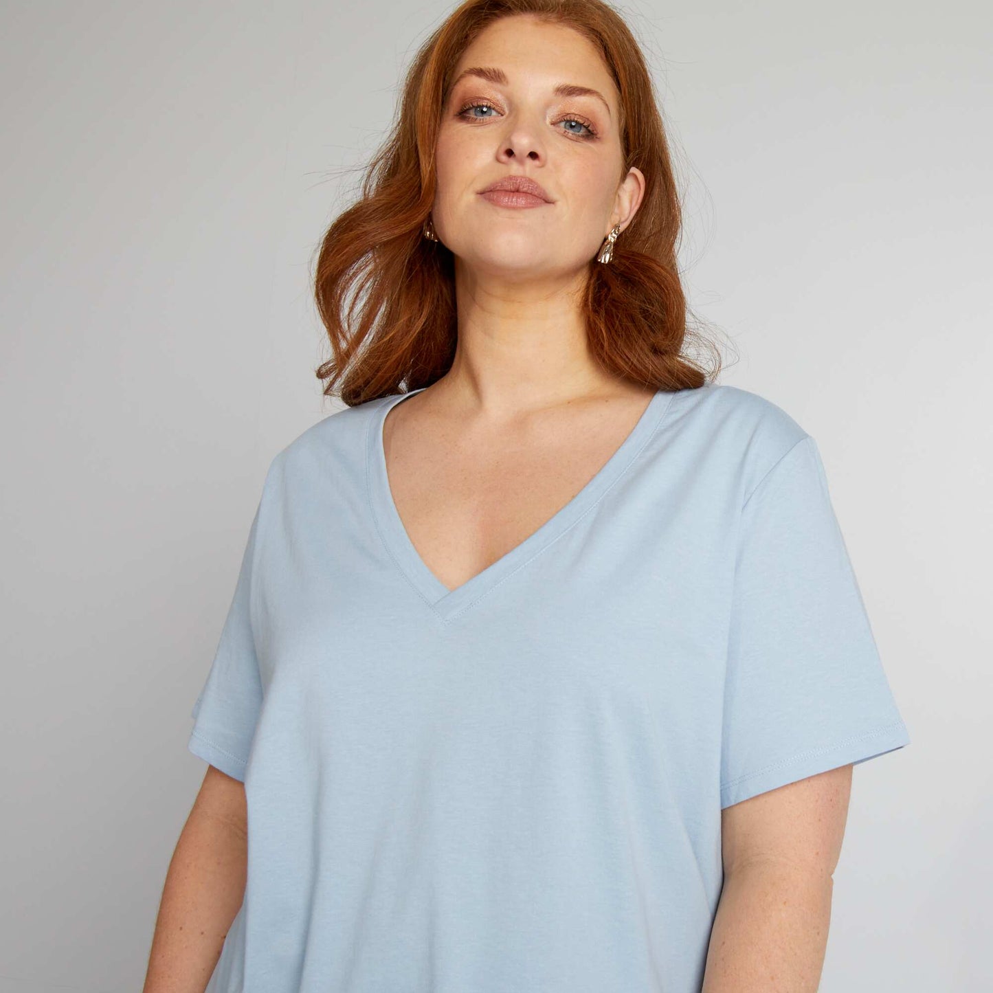 V-neck jersey T-shirt BLUE