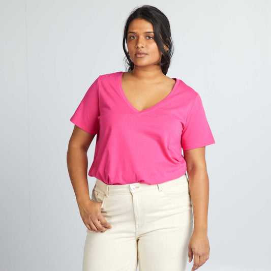 V-neck jersey T-shirt PINK