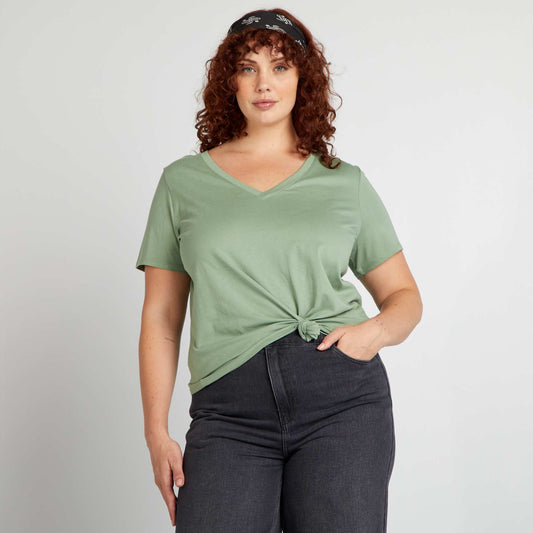 V-neck jersey T-shirt GREEN