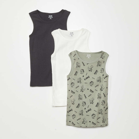 Pack of 3 vest tops BIKE_DINO