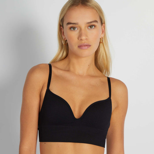 Ribbed knit push-up bra black