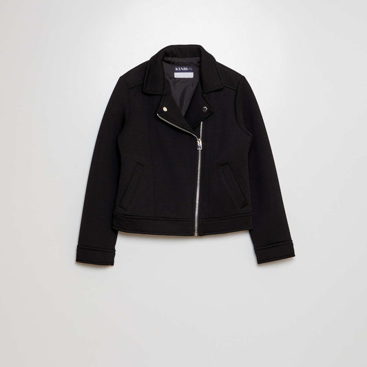 Knit jacket with asymmetric zip fastening black