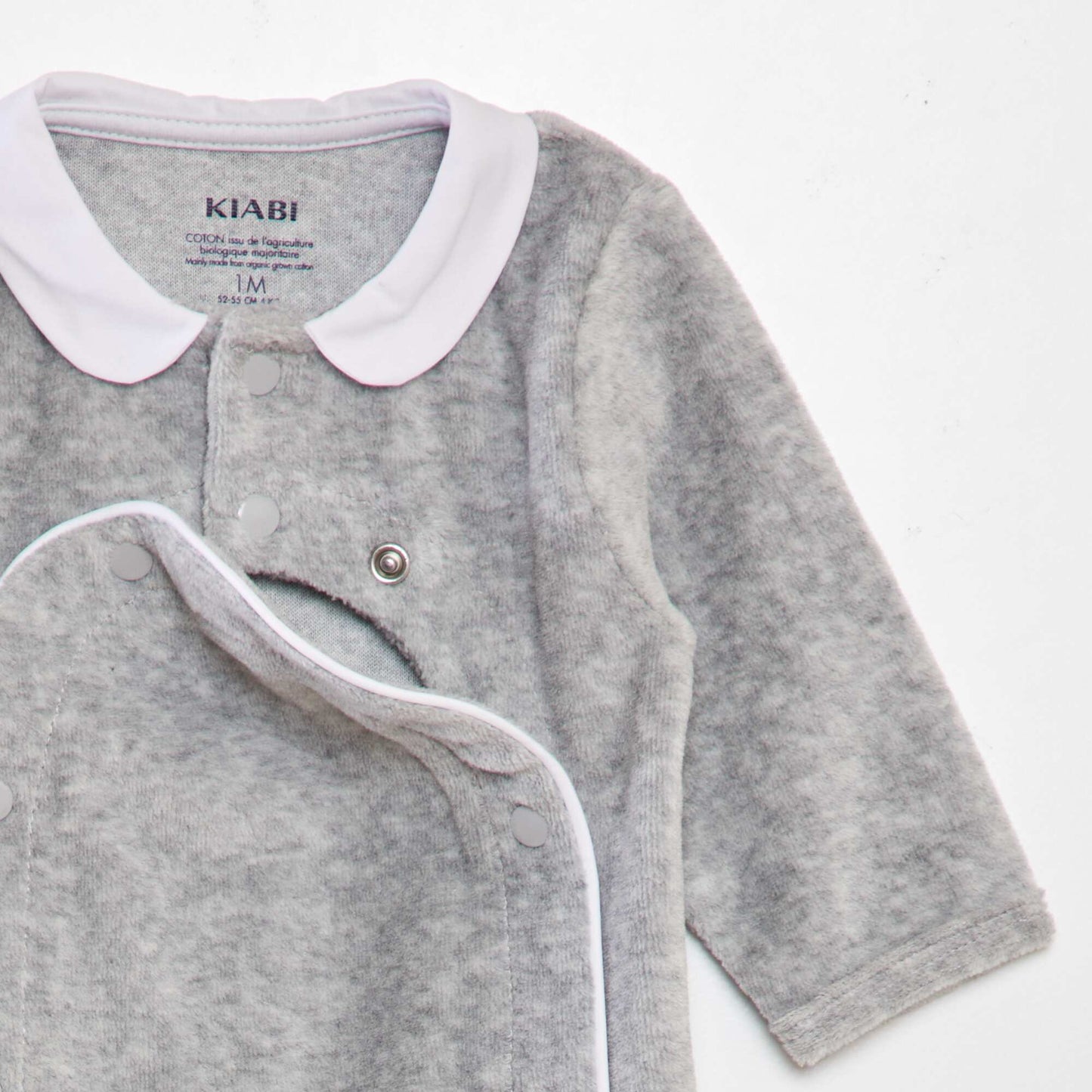 Velour sleepsuit with Peter Pan collar GREY