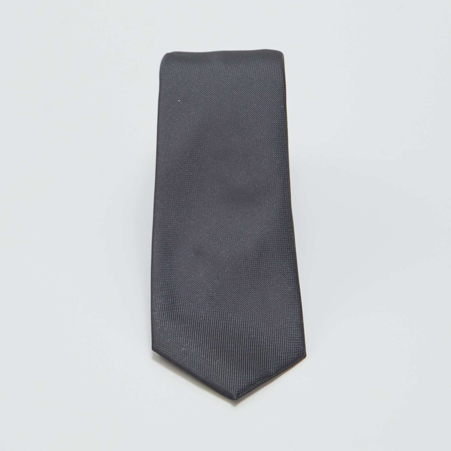 Plain textured tie Black