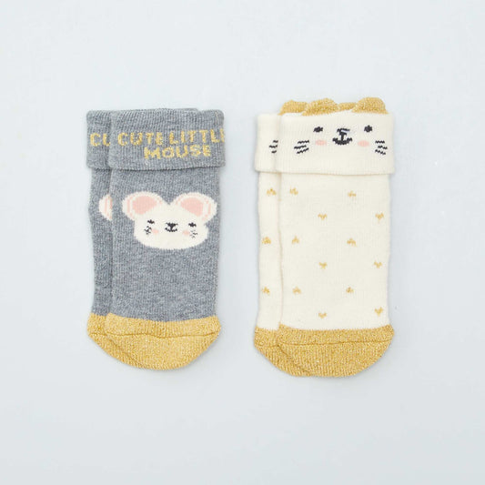 Pack of 2 pairs of socks BEIGE