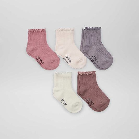 Pack of 5 pairs of frilly socks PINK