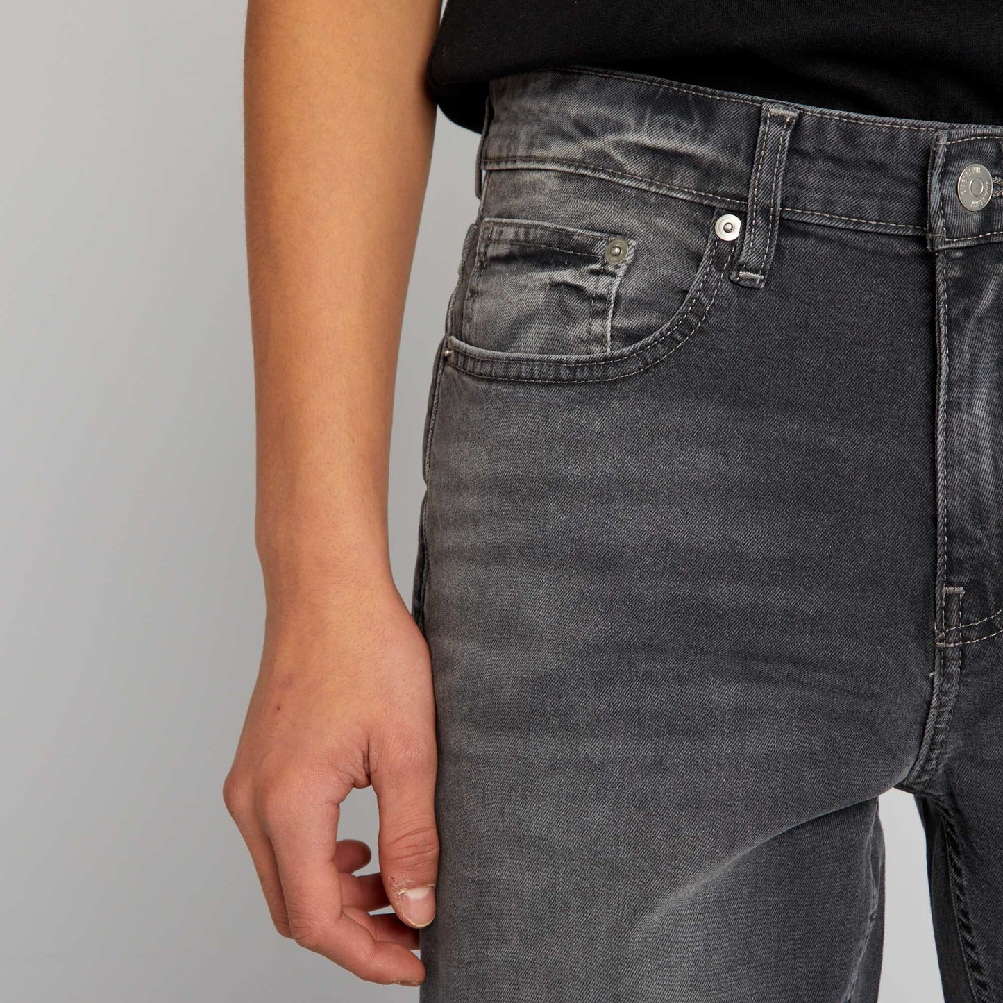 Slim-fit 5-pocket denim trousers GREY