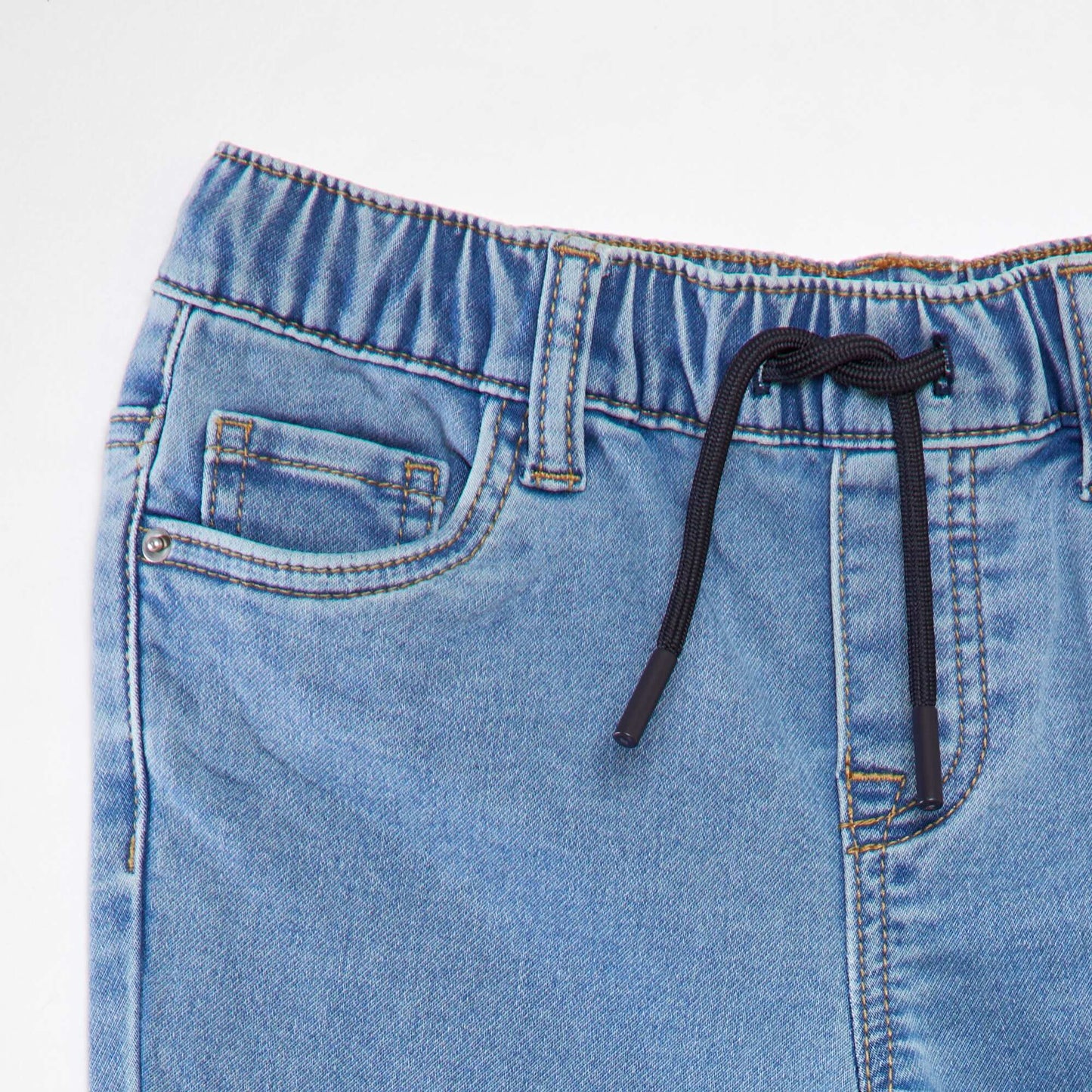 Jeans with elasticated waist and drawstring ties BLUE