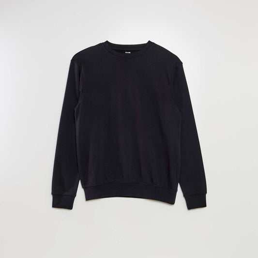 Plain French terry sweater REAL BLACK