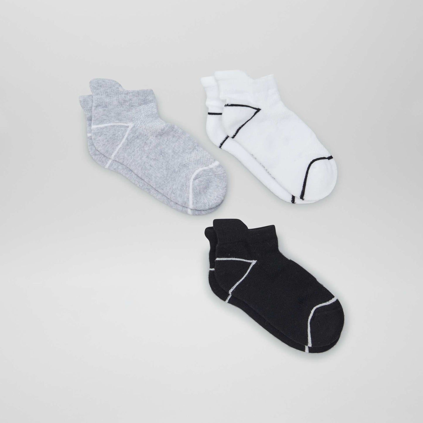 Pack of 3 pairs of invisible sports socks BLACK