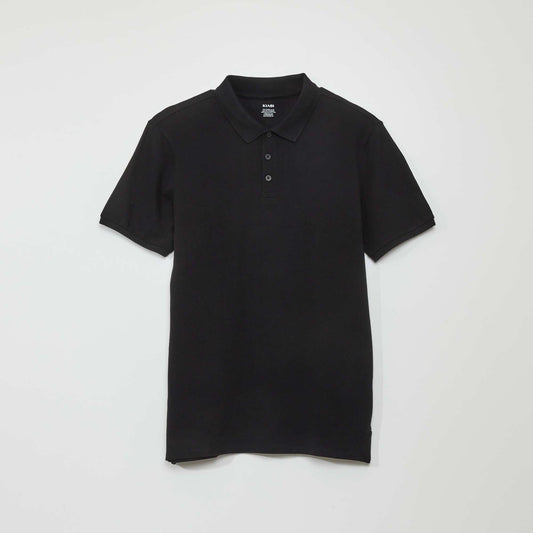 Cotton piqué polo shirt black