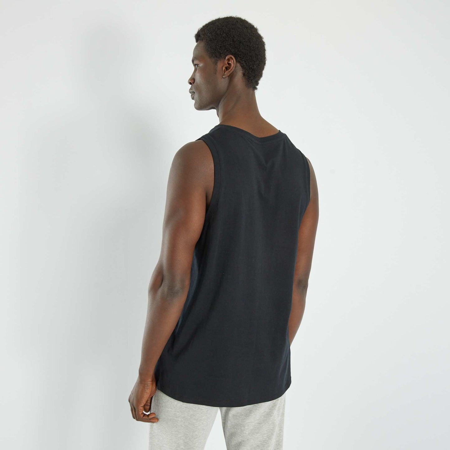 Plain sleeveless pyjama top Black