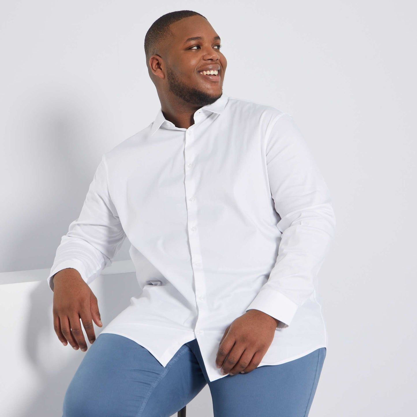 Stretch twill shirt White