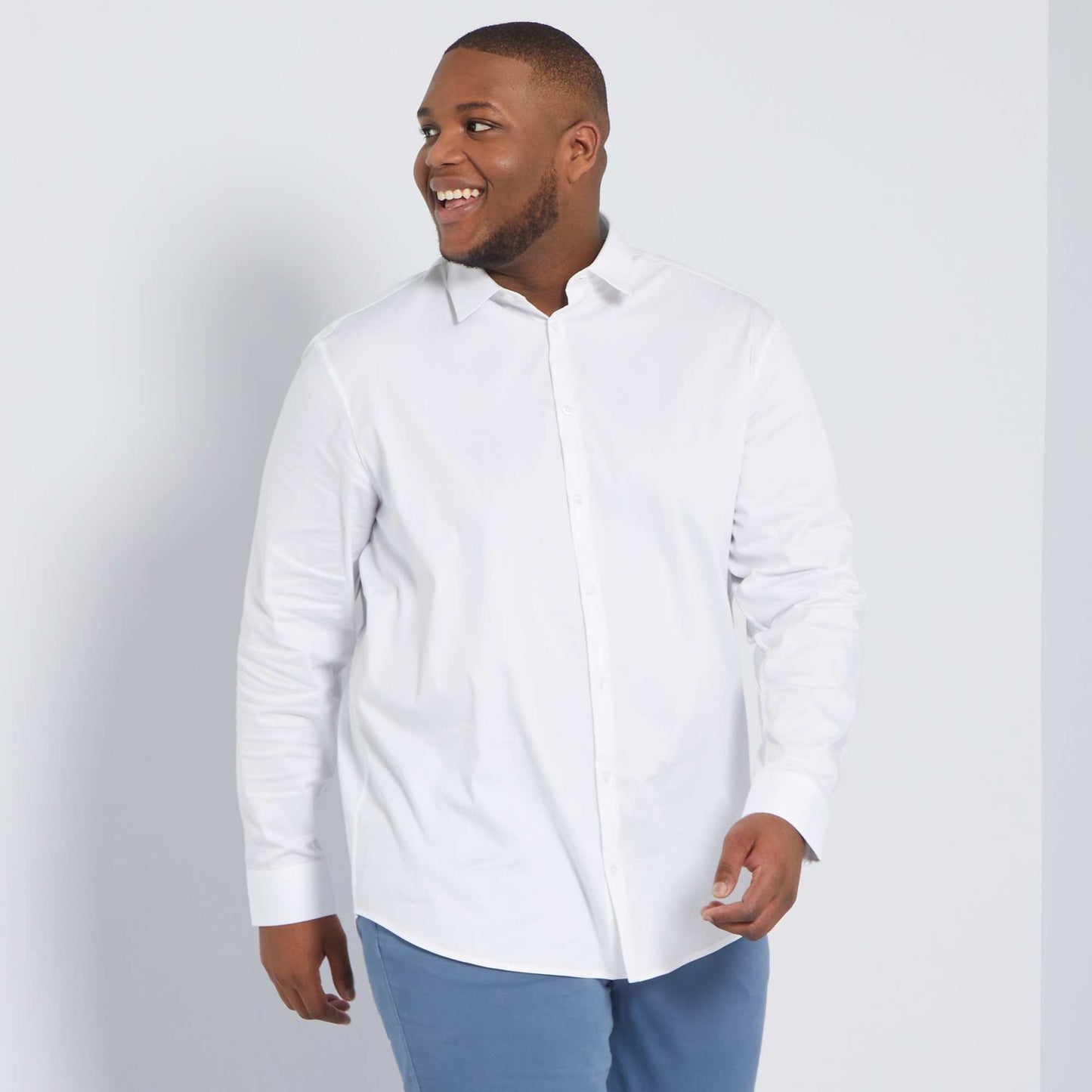 Stretch twill shirt White