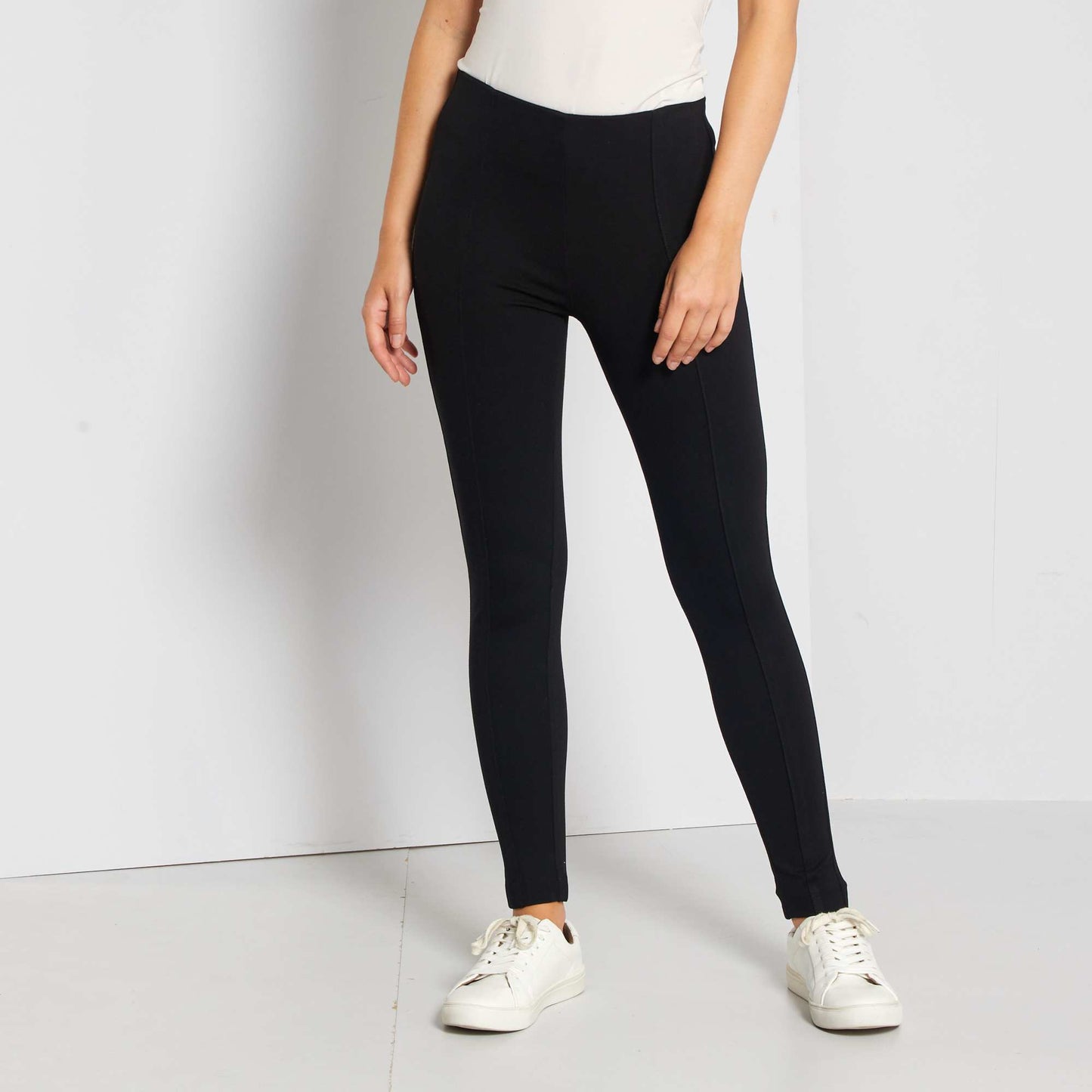 Long plain leggings Black