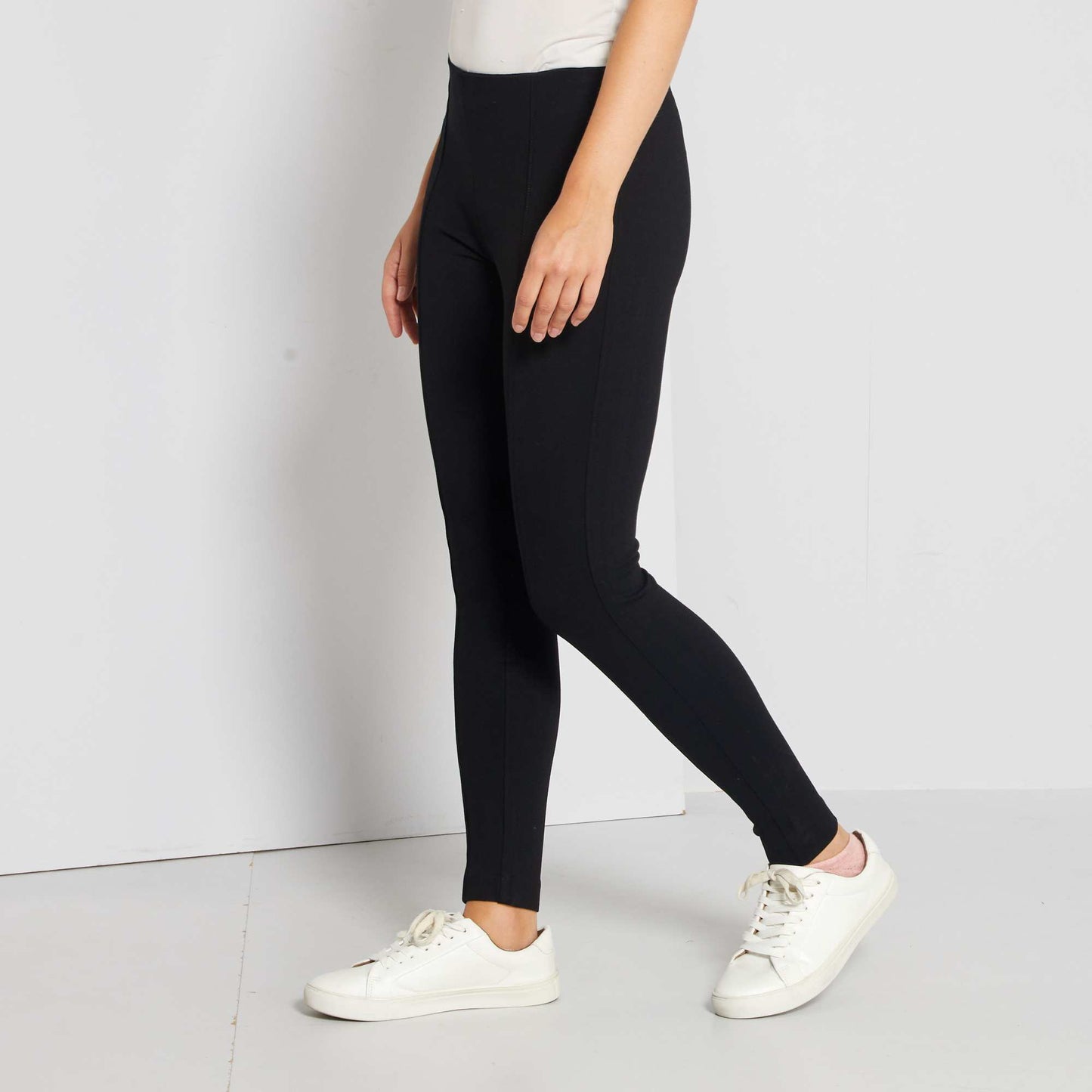 Long plain leggings Black