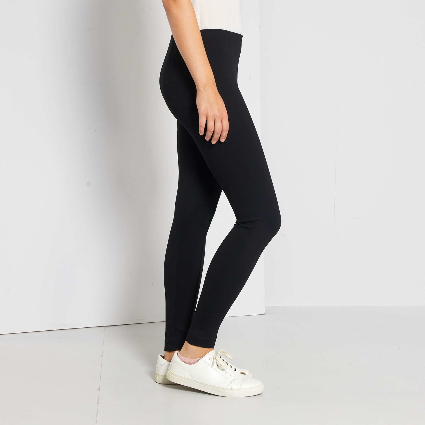 Long plain leggings Black