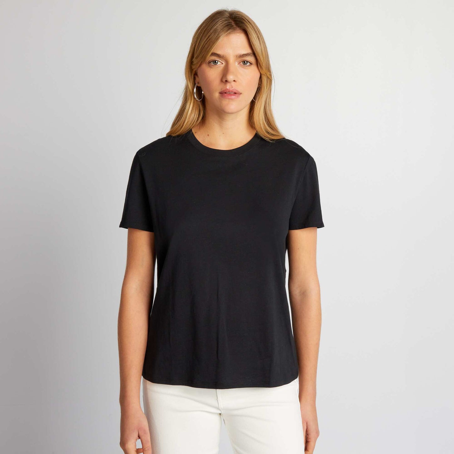 Plain jersey T-shirt black