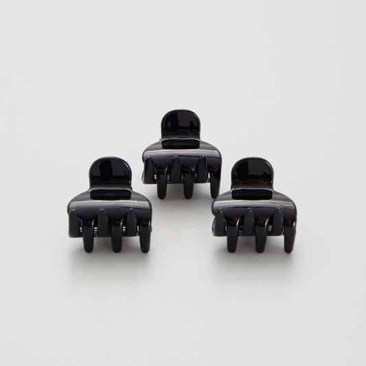 Pack of 3 claw hair clips Black