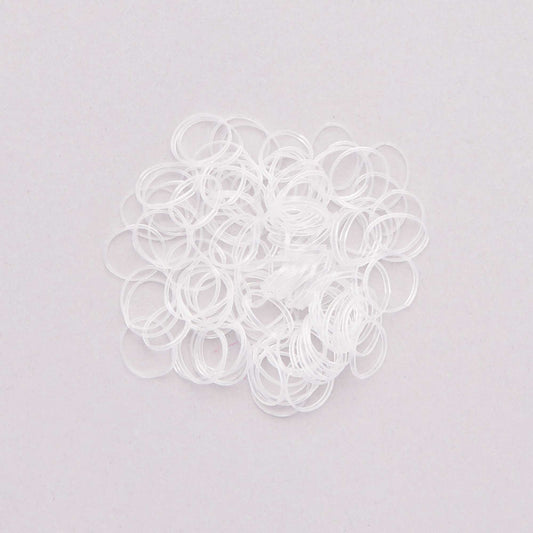 Pack of 100 transparent elasticated hair bands transparant