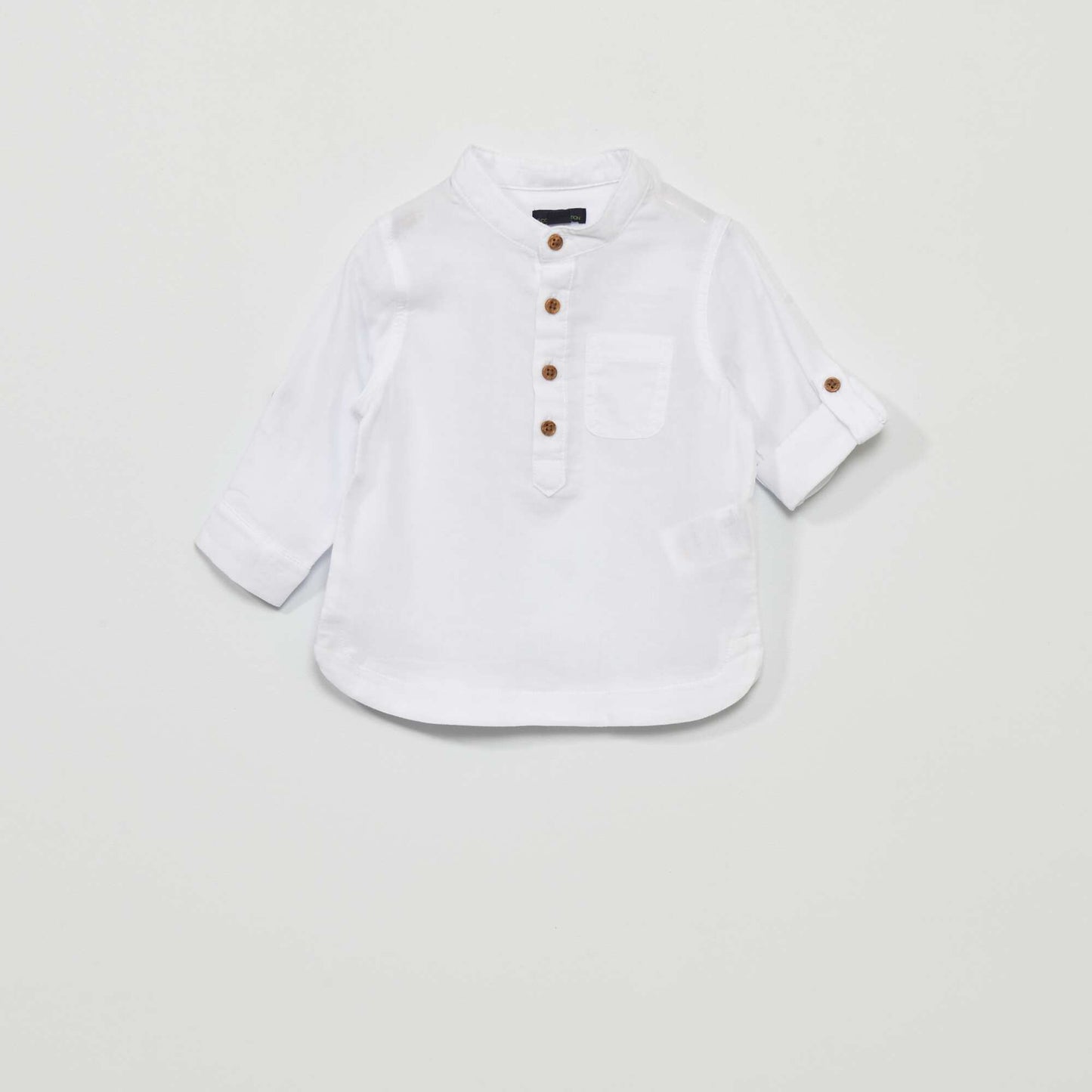 Eco-design shirt with grandad collar WHITE