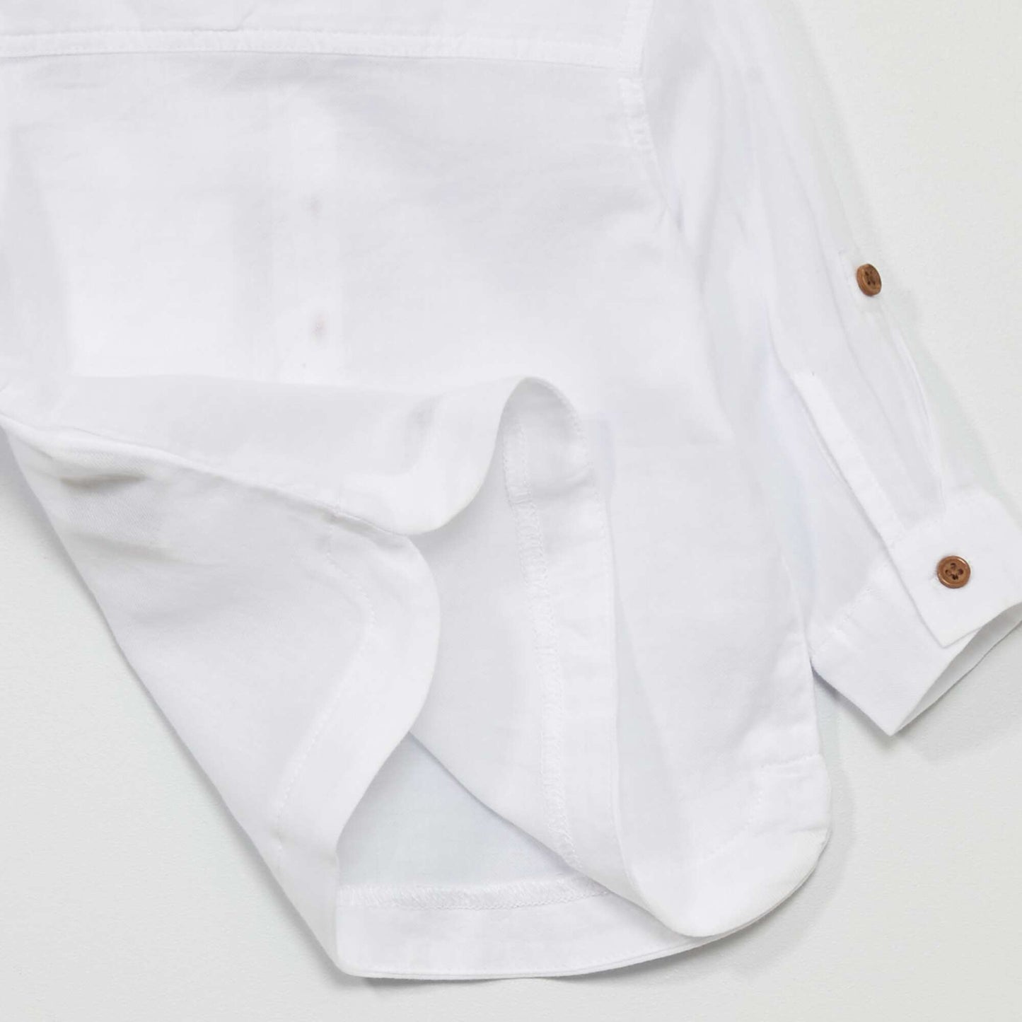 Eco-design shirt with grandad collar WHITE