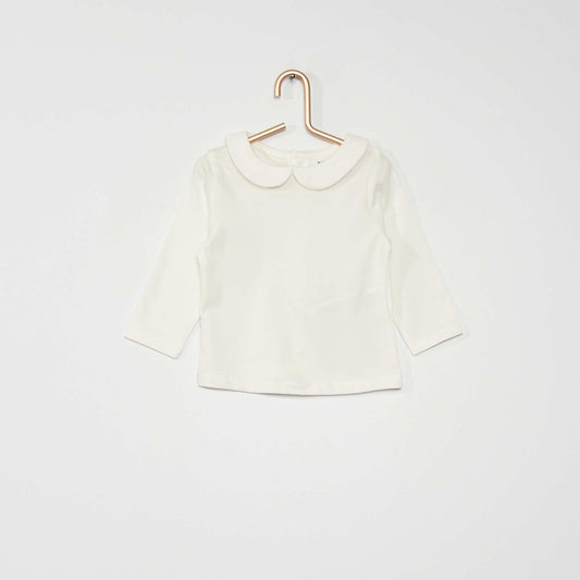 T-shirt with Peter Pan collar White