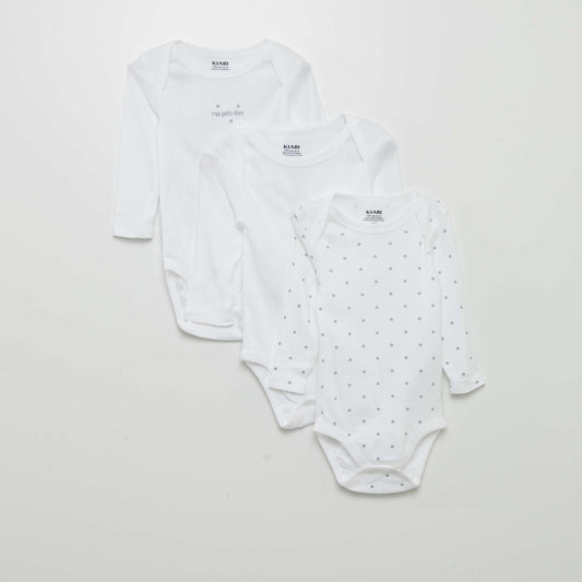 Pack of 3 long-sleeved bodies WHITE