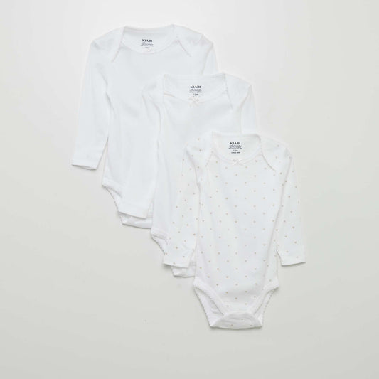 Pack of 3 long-sleeved bodies WHITE