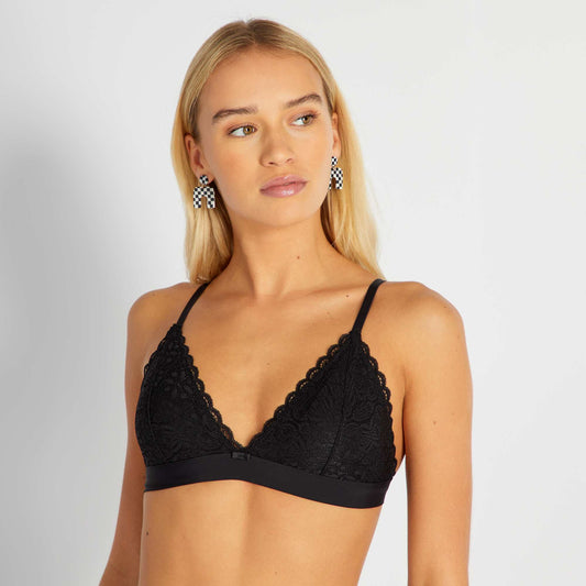 Lace triangle bra Black