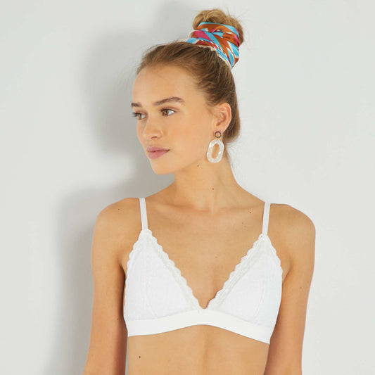 Lace triangle bra White