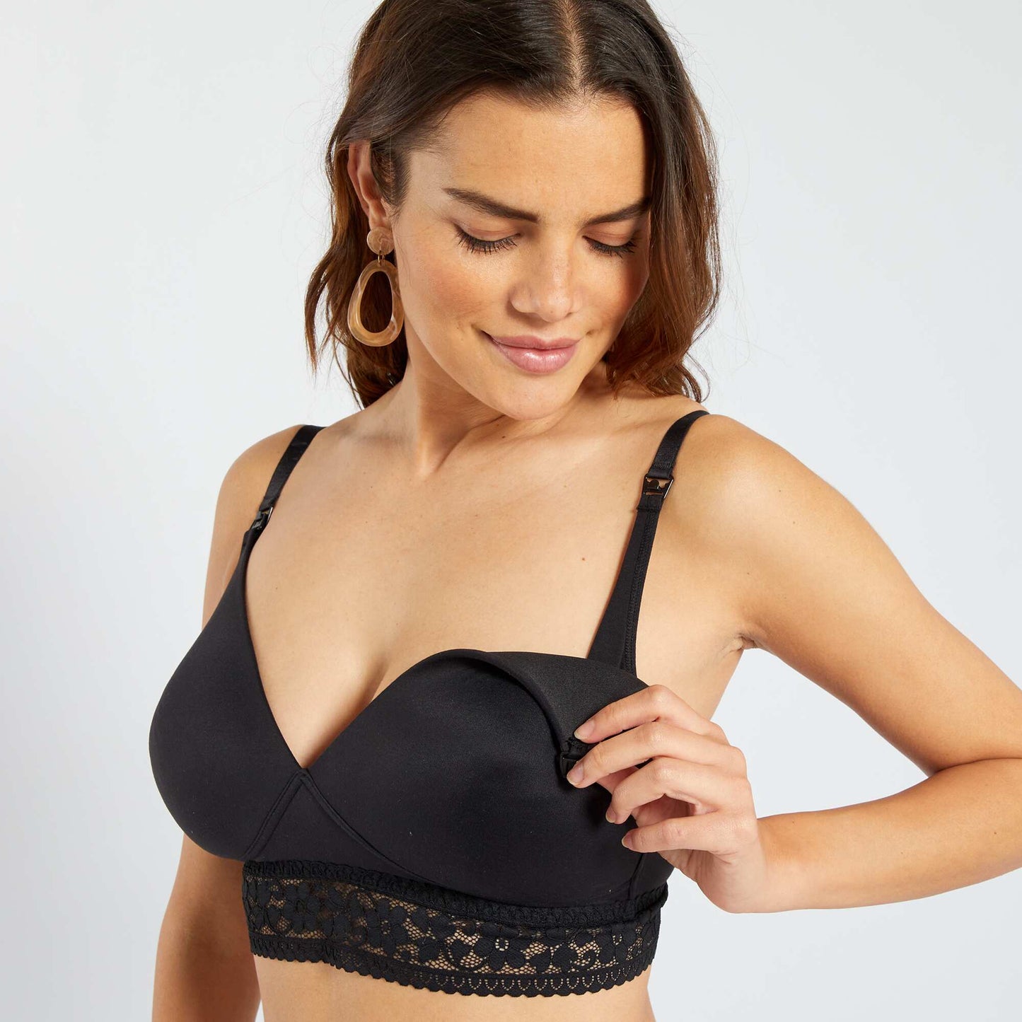 Soft-touch padded maternity vest bra Black