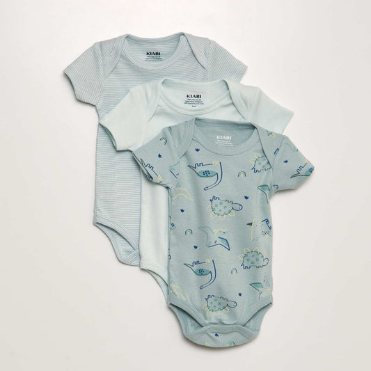 Pack of 3 eco-design bodysuits BLUE