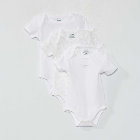 Pack of 3 eco-design bodysuits WHITE