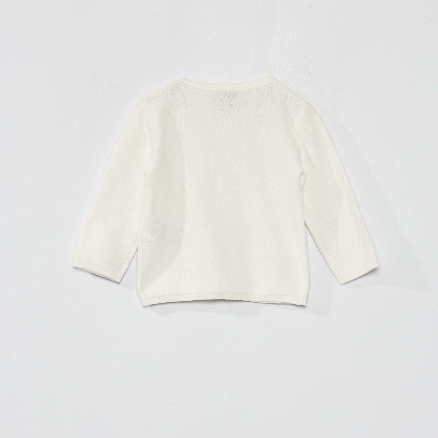 Decorative knit cardigan White