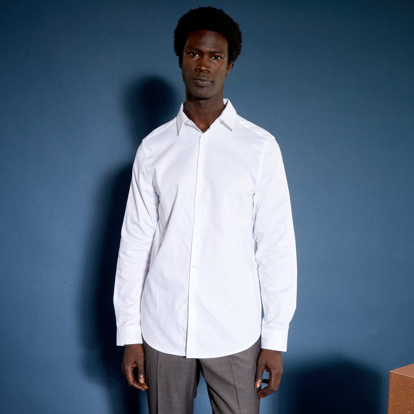 Block colour straight-cut shirt White