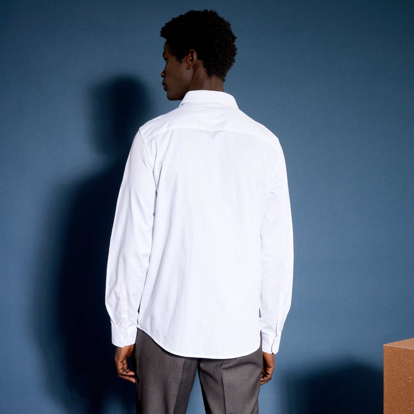 Block colour straight-cut shirt White