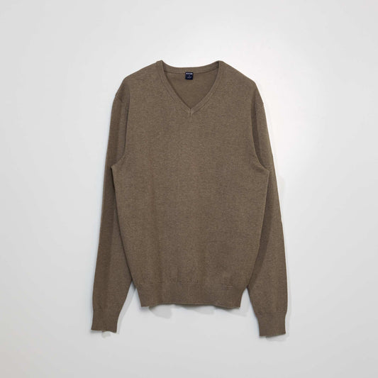 Plain knit basic sweater BEIGE