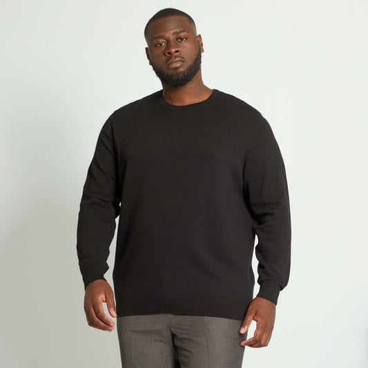 Fine gauge knitted jersey sweater Black