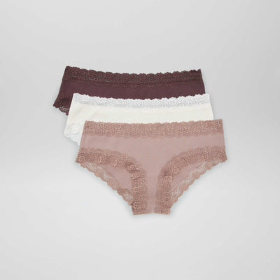 3 ცალიანი შეფუთვა წვრილი ნეკნი შორტები ქლიავი ყავისფერი