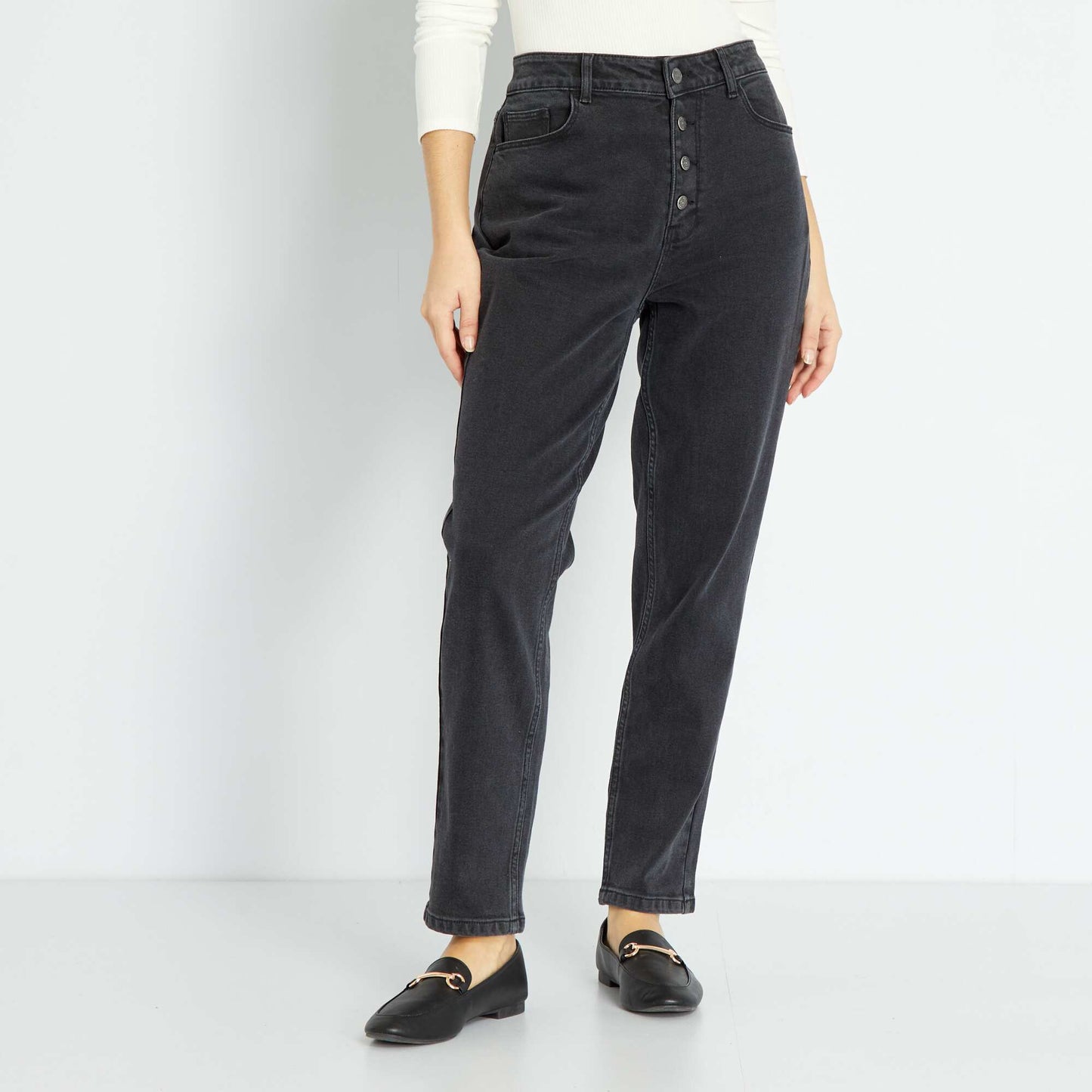 Very high-waisted mom jeans - L30 BLACK